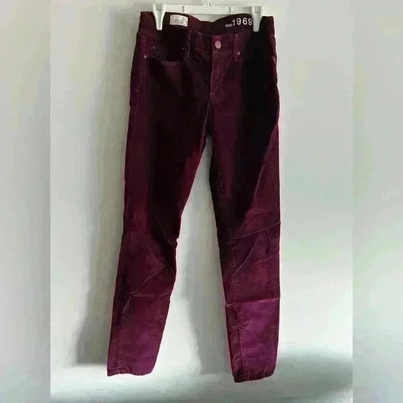 Vintage Gap Women’s 1969 Corduroy Burgundy Skinny Legging Jean Pants Preppy 27 - Picture 2 of 10